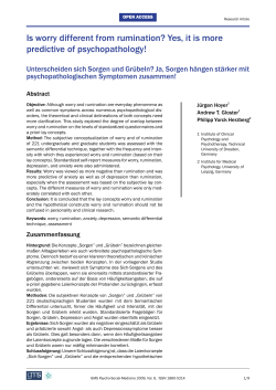 Is worry different from rumination? Yes, it is more