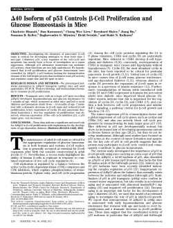 D40 Isoform of p53 Controls b-Cell Proliferation and