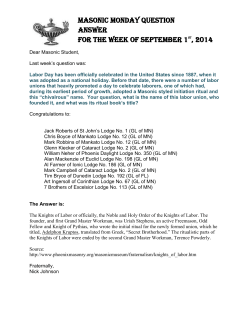 Masonic Monday Question Answer for the week of