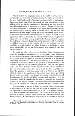 THE INJUNCTION IN PUBLIC LAW.* The injunction was