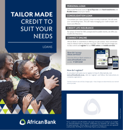 Tailor made CREDIT TO SUIT YOUR NEEDS