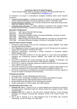 1 Curriculum vitae for Dr Daniel Chapman Senior Scientist, NERC