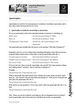 Apostrophes - Otago Polytechnic