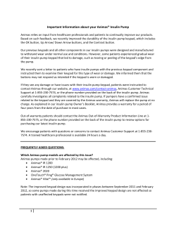 Important Information about your Animas ® insulin pump