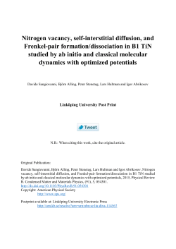 Nitrogen vacancy, self-interstitial diffusion, and Frenkel-pair