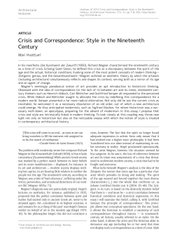 Crisis and Correspondence: Style in the Nineteenth Century
