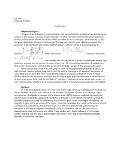 Sam Butler CSC 160 February 27, 2011 The Pi Project Intent and