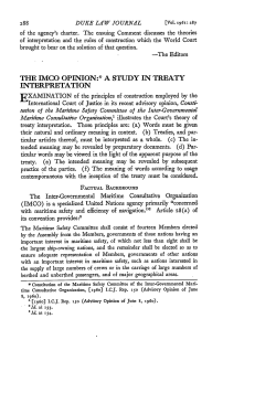 The IMCO Opinion: A Study in Treaty Interpretation