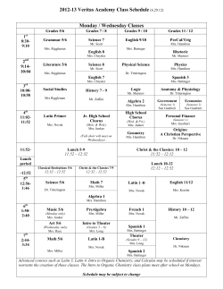 2012-13 Veritas Academy Class Schedule (6.29.12) Monday