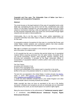 Copyright and Free uses: The Unbearable Case of Italian