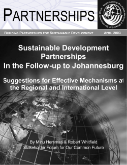 Sustainable Development Partnerships In the Follow