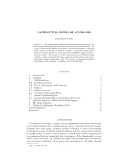 MATHEMATICAL MODELS OF MEMBRANES Contents 1