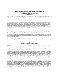 Internationalisation of Capital and Mode of Production in Agriculture*