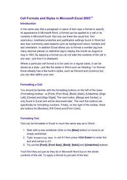 Cell Formats and Styles in Microsoft Excel 2003
