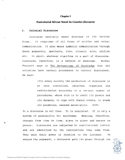 Chapter I Postcolonial African Novel As Counter