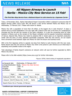All Nippon Airways to Launch Narita