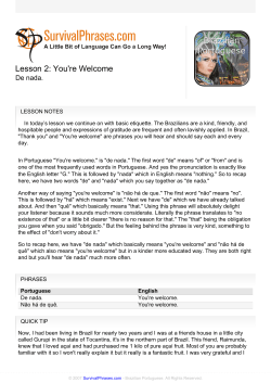 Lesson 2: You`re Welcome
