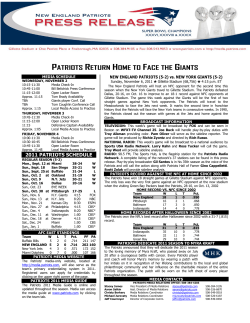 PATRIOTS RETURN HOME TO FACE THE GIANTS