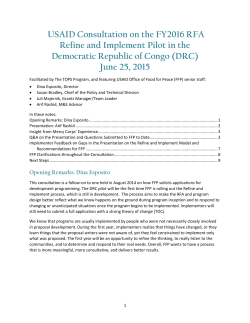 USAID Consultation on the FY2016 RFA Refine and Implement Pilot