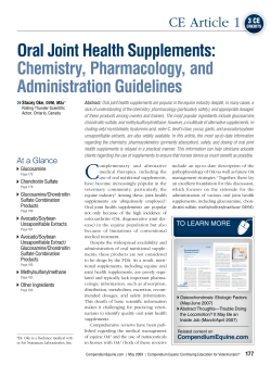 Oral Joint Health Supplements: Chemistry, Pharmacology, and