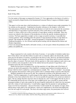 Introduction: Wages and Currency: 500BCE