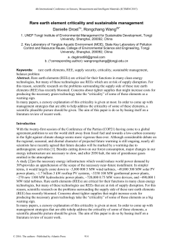Rare earth element criticality and sustainable management Danielle