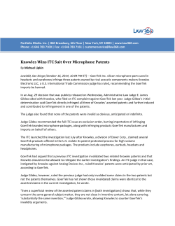 Knowles Electronics in a complex patent infringement case against