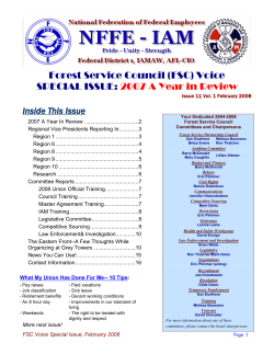 Forest Service Council (FSC) Voice SPECIAL ISSUE: 2007 A Year