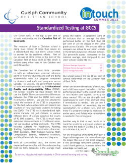 Fall 2015 - Guelph Community Christian School