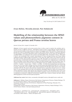 Modelling of the relationship between the SPAD values and