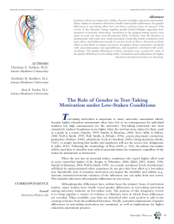 The Role of Gender in Test-Taking Motivation under