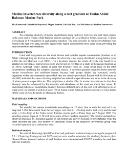 Marine Invertebrate diversity along a reef gradient at Tunku Abdul