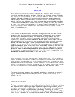 Corruption in Nigeria: A new paradigm for