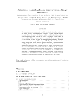 Robustness: confronting lessons from physics and biology Contents