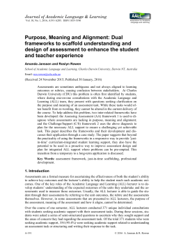 Purpose, Meaning and Alignment - Journal of Academic Language