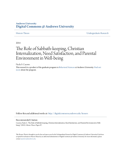 The Role of Sabbath-keeping, Christian Internalization, Need