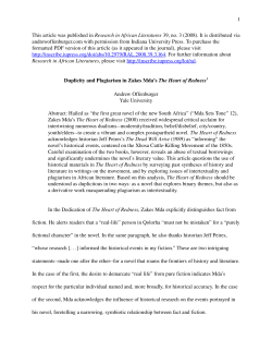 Duplicity and Plagiarism in Zakes Mda`s The Heart of