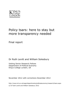Policy tsars: here to stay but more transparency needed