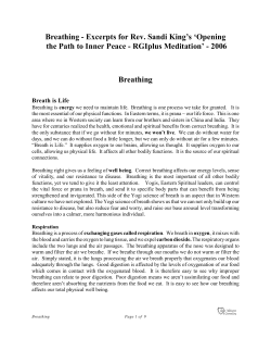 Breathing - Excerpts for Rev. Sandi King`s `Opening the Path to Inner