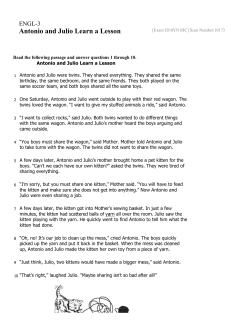 ENGL-3 Exam #0 Antonio and Julio Learn a Lesson