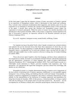 Biographical Erasure as Oppression Denise Gastaldo Abstract In