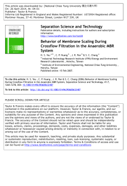 Separation Science and Technology Behavior of Membrane Scaling