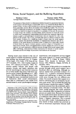 Stress, Social Support, and the Buffering Hypothesis