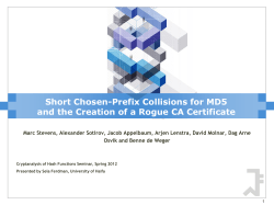MD5 Short Chosen Prefix Collision Attack