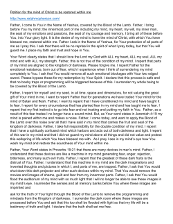 Petition for the mind of Christ to be restored within me http://www