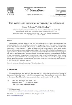 The syntax and semantics of wanting in Indonesian