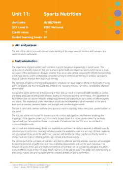 Unit 11: Sports Nutrition - Edexcel
