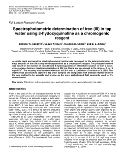 Spectrophotometric determination of iron (III) in tap water