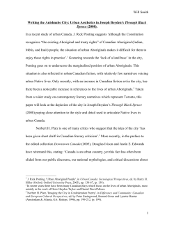 Urban Aesthetics in Joseph Boyden`s Through Black Spruce