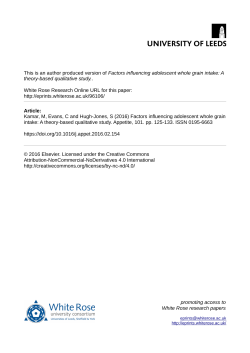 Factors influencing adolescent whole grain intake: A theory